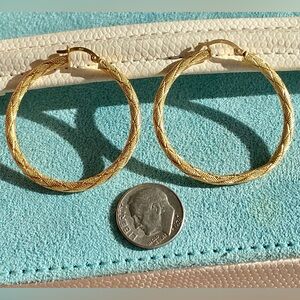 Vintage 18K Gold Harlequin Hoop Earrings